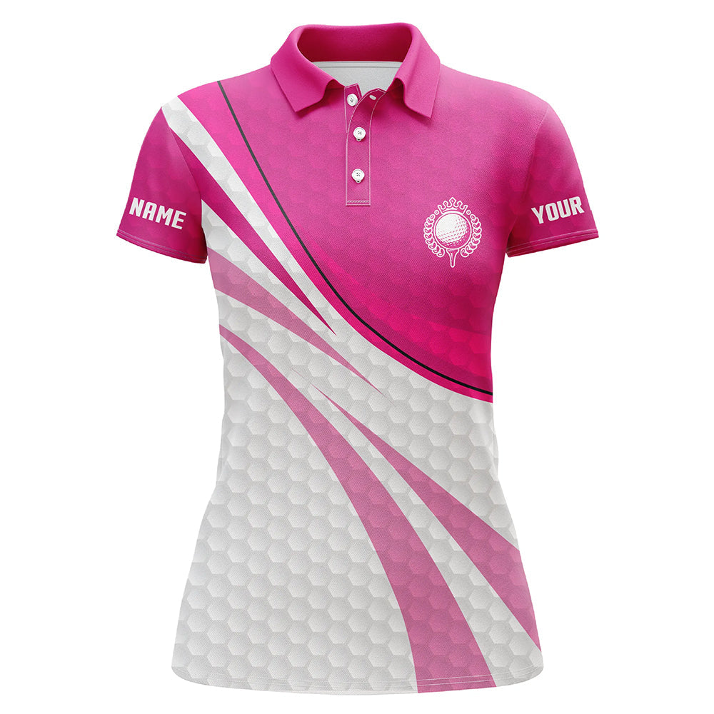 Pink and white golf shirt custom name Women golf polo shirts, ladies pink golf polo, golfer gifts NQS7976