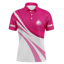 Load image into Gallery viewer, Pink and white golf shirt custom name Mens golf polo shirts, mens pink golf polo, golfer gifts NQS7976