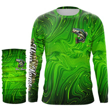 Load image into Gallery viewer, Bass fishing green camo customize name performance long sleeves Fishing shirts for men, women, kid NQS6061