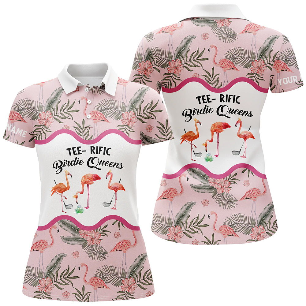 Funny pink flamingo shirt womens golf polo custom name tee-rific birdie queens Flamingo pattern golf NQS6066