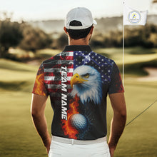 Load image into Gallery viewer, Smoke American Flag Eagle Fire and water Golf polo shirt for Men Custom patriotic Team Mens golf top NQS10354