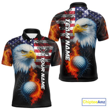 Load image into Gallery viewer, Smoke American Flag Eagle Fire and water Golf polo shirt for Men Custom patriotic Team Mens golf top NQS10354