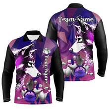 Load image into Gallery viewer, Purple Wolf Bowling Polo, Quarter Zip Shirts For Men Custom Bowling Team League Jerseys Bowler Outfit NQS8403