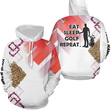 Load image into Gallery viewer, Funny Pink Leopard pattern White golf Hoodies custom Eat sleep golf repeat golf attire NQS8408