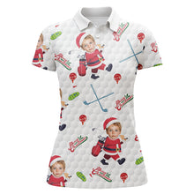 Load image into Gallery viewer, Personalized Funny Santa Women golf polo shirt, Custom Face Photo Polo Shirt, Golf Christmas gift NQS8618