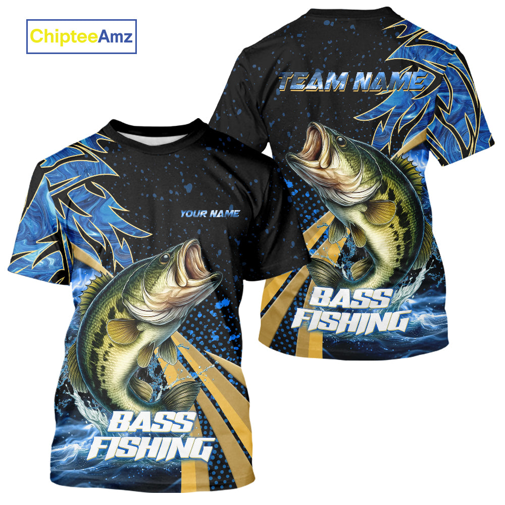 Blue Camo Largemouth Bass fishing Custom sun protection Bass fishing jerseys, custom fishing apparel NQS9931