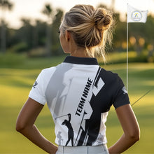 Load image into Gallery viewer, Women golf polo shirts custom white and black golf tops for ladies, best golf gifts NQS10061