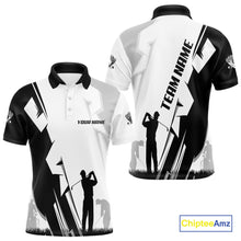 Load image into Gallery viewer, Mens golf polo shirts custom white and black golf tops for men, best golf gifts NQS10061