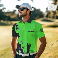 Load image into Gallery viewer, Mens golf polo shirts custom green and black golf tops for men, best golf gifts NQS10063