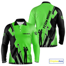 Load image into Gallery viewer, Mens golf polo shirts custom green and black golf tops for men, best golf gifts NQS10063