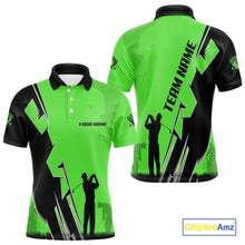 Load image into Gallery viewer, Mens golf polo shirts custom green and black golf tops for men, best golf gifts NQS10063