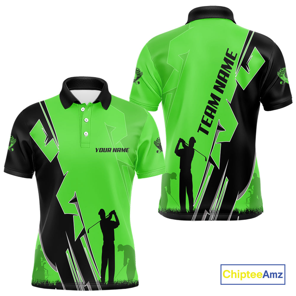 Mens golf polo shirts custom green and black golf tops for men, best golf gifts NQS10063