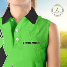 Load image into Gallery viewer, Women Sleeveless golf polo shirts custom green and black golf tops for ladies, best golf gifts NQS10063