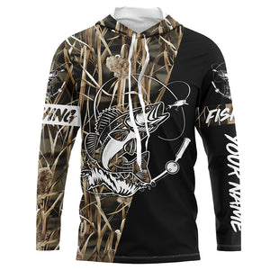 Walleye Fishing tattoo camo black version custom name performance fishing shirts NQS923