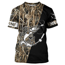 Load image into Gallery viewer, Walleye Fishing tattoo camo black version custom name performance fishing shirts NQS923