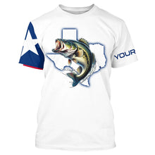 Load image into Gallery viewer, Texas Bass Fishing Texas Flag patriotic UV protection customize name long sleeves fishing shirts NQS2326