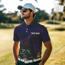 Load image into Gallery viewer, Funny Purple Skull Halloween Men golf polo shirts Custom Halloween team mens golf wear NQS10804