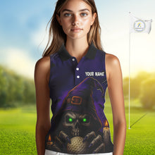 Load image into Gallery viewer, Funny Purple Skull Halloween Women Sleeveless polo shirts Custom Halloween team ladies golf wear NQS10804