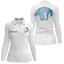 Load image into Gallery viewer, Snowflake Christmas pattern Women golf polo shirt custom Christmas golf tops for ladies, golfing gifts NQS8850