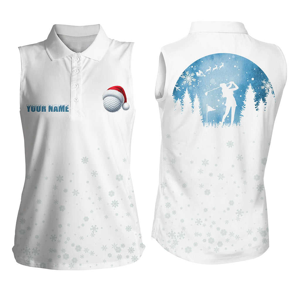 Snowflake Christmas pattern Women sleeveless polo shirt custom Christmas golf tops golfing gifts NQS8850