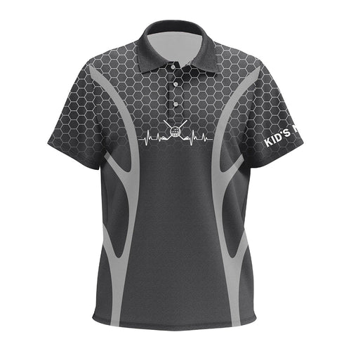 Black Camo Golf heartbeat Kid Golf Polo Shirts Custom Kid Golf Tops, unique golf gifts NQS9116