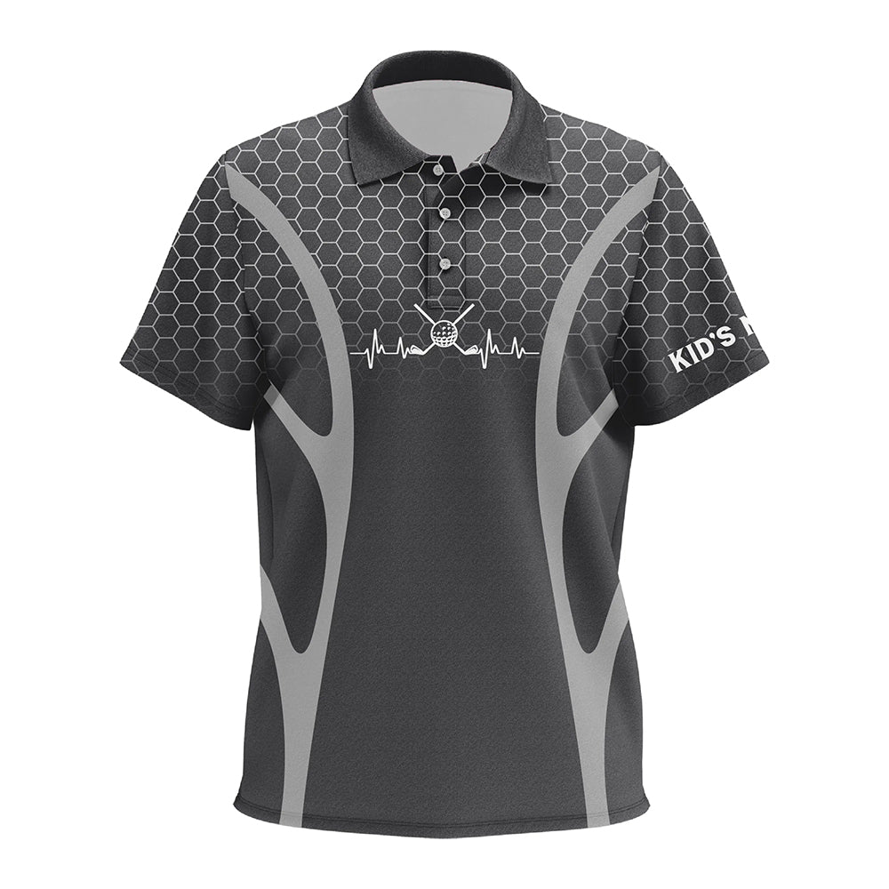 Black Camo Golf heartbeat Kid Golf Polo Shirts Custom Kid Golf Tops, unique golf gifts NQS9116