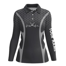 Load image into Gallery viewer, Black Camo Golf heartbeat Womens Golf Polo Shirts Custom Ladies Golf Tops, unique golf gifts NQS9116