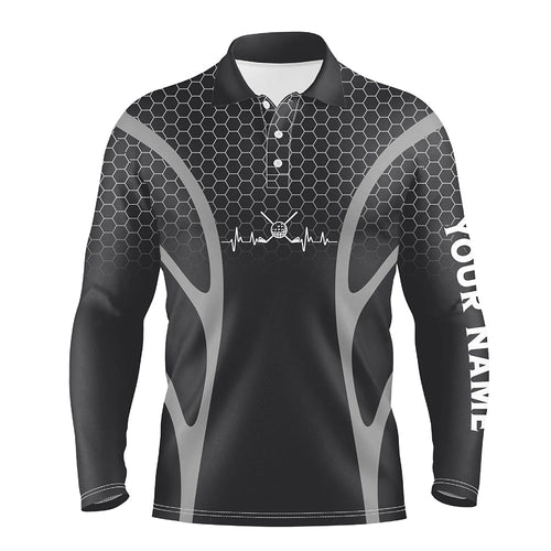 Black Camo Golf heartbeat Mens Golf Polo Shirts Custom Mens Golf Tops, unique golf gifts NQS9116