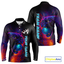 Load image into Gallery viewer, Colorful Panther Bowling Jerseys Bowling Shirt for Men Custom Bowling Team shirts for bowlers NQS11186
