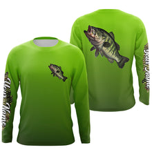 Load image into Gallery viewer, Largemouth bass fishing green scales Custom Name UV protection long sleeve fishing jersey NQS3143