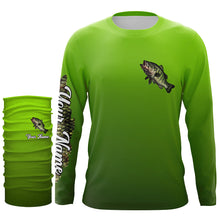 Load image into Gallery viewer, Largemouth bass fishing green scales Custom Name UV protection long sleeve fishing jersey NQS3143