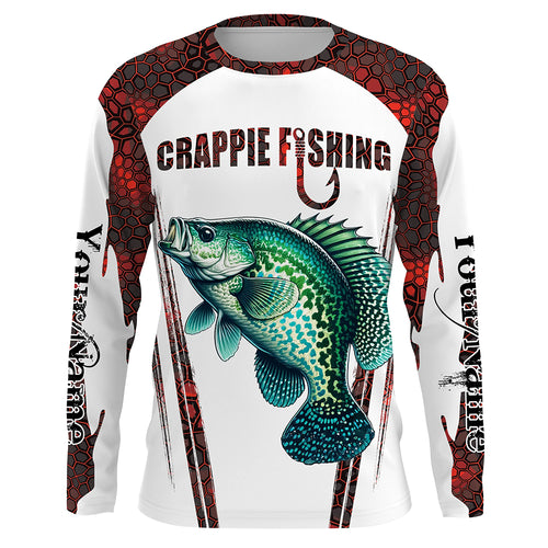 Crappie fishing red camo Custom Funny Fishing Shirts UV Protection Gift For Fisherman NQS5127