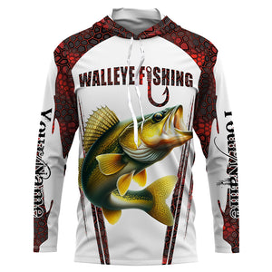 Walleye fishing red camo Custom Funny Fishing Shirts UV Protection Gift For Fisherman NQS5128