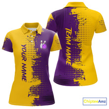 Load image into Gallery viewer, Yellow and Purple Bowling Polo, Quarter Zip shirts for Women Custom Bowling Team Jerseys NQS10222