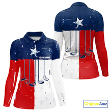 Load image into Gallery viewer, Texas Flag Golf Clubs Women Golf polo shirt Custom patriotic ladies golf top, personalized golf gifts NQS10381