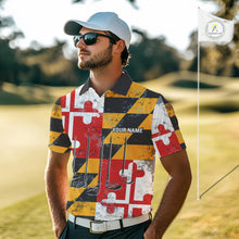 Load image into Gallery viewer, Maryland Flag Golf Clubs Mens Golf polo shirt Custom patriotic Mens golf top, personalized golf gifts NQS10382