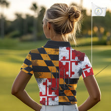 Load image into Gallery viewer, Maryland Flag Golf Clubs Women polo shirt Custom patriotic ladies golf top, personalized golf gifts NQS10382