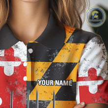 Load image into Gallery viewer, Maryland Flag Golf Clubs Women polo shirt Custom patriotic ladies golf top, personalized golf gifts NQS10382