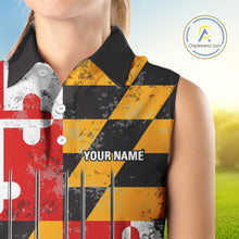 Load image into Gallery viewer, Maryland Flag Golf Clubs sleeveless polo shirt Custom patriotic golf top, personalized golf gifts NQS10382