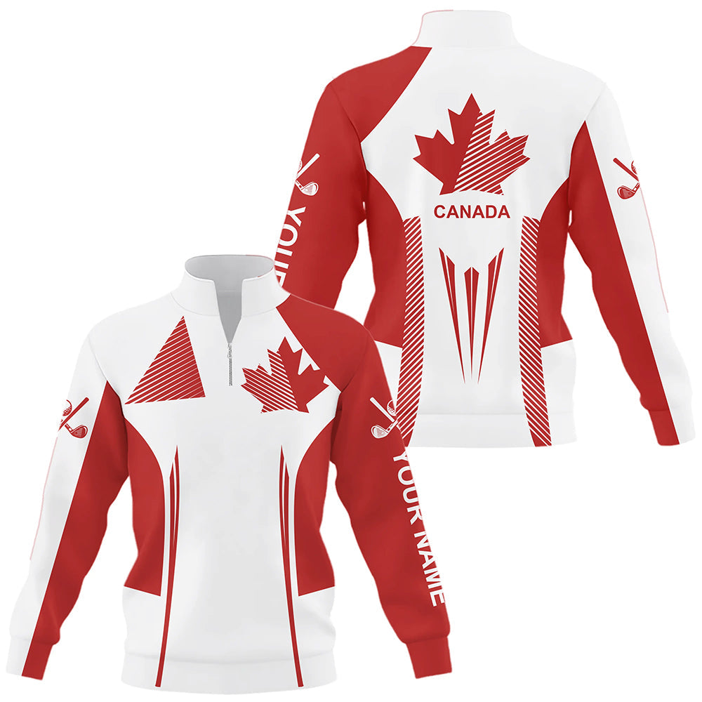 Personalized Canada flag Quarter zip golf sweatshirt, patriotic golf sweater gifts for golf lover NQS8620