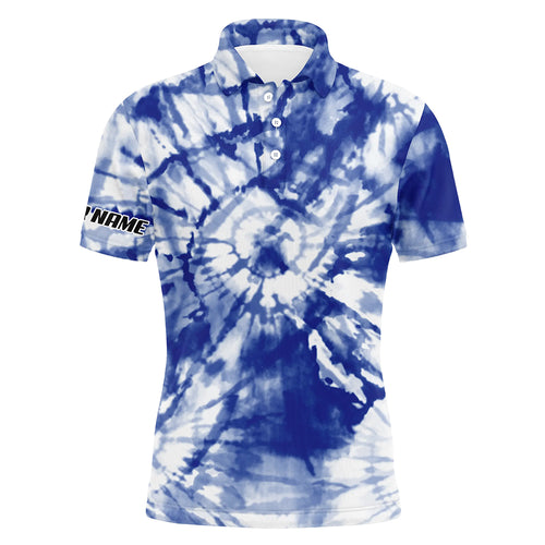 Mens golf polo shirts blue tie dye pattern custom pattern golf shirt for men, golf tops mens NQS5648