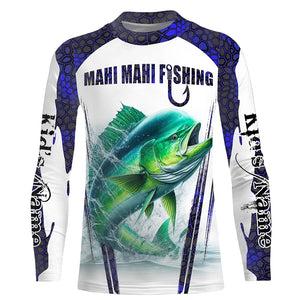 Mahi mahi fishing blue camo Custom Funny Fishing Shirts UV Protection Gift For Fisherman NQS5651