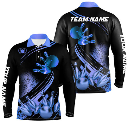 Black and Blue Mens Bowling shirts custom bowling apparel team bowling jerseys, bowling gifts NQS7755