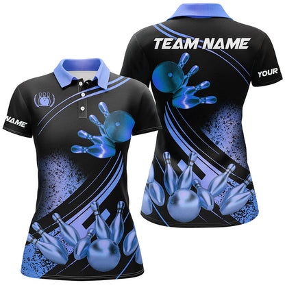 Black and Blue Womens Bowling shirts custom bowling apparel team bowling jerseys, bowling gifts NQS7755