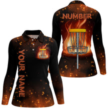 Load image into Gallery viewer, Flame Disc golf basket Polo shirt for women custom name and number team frisbee golf jerseys NQS8874