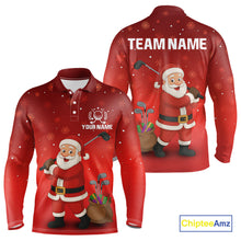 Load image into Gallery viewer, Funny Santa Golf Red Christmas snowflake pattern Men&#39;s Golf Polo shirts Custom Xmas Golf Outfits NQS10993