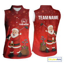 Load image into Gallery viewer, Funny Santa Golf Red Christmas snowflake pattern Sleeveless Golf Polo shirts Custom Xmas Golf Outfits NQS10993