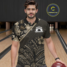 Load image into Gallery viewer, Black tribal pattern Bowling Polo, 1/4 zip Shirts For Men Custom Team Bowling Jerseys NQS11389