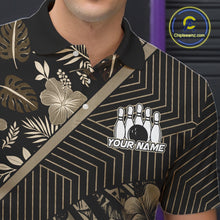 Load image into Gallery viewer, Black tribal pattern Bowling Polo, 1/4 zip Shirts For Men Custom Team Bowling Jerseys NQS11389