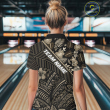 Load image into Gallery viewer, Black tribal pattern Bowling Polo, 1/4 zip Shirts For Women Custom Team Bowling Jerseys NQS11389